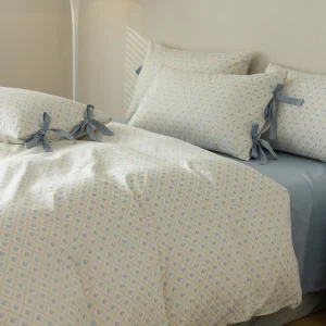 Blue Floral Cotton Duvet Cover Set