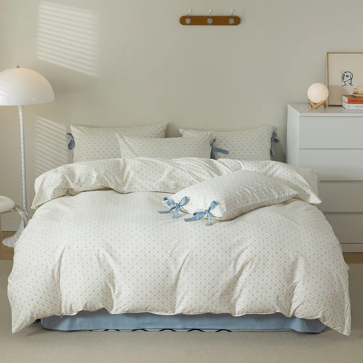 Blue Floral Duvet Cover Set with pillow case