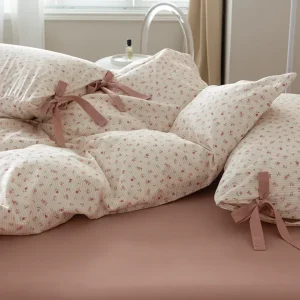 Cotton duvet set with floral design
