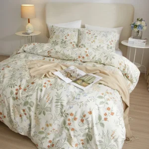 Floral Green Cotton Duvet Cover Set