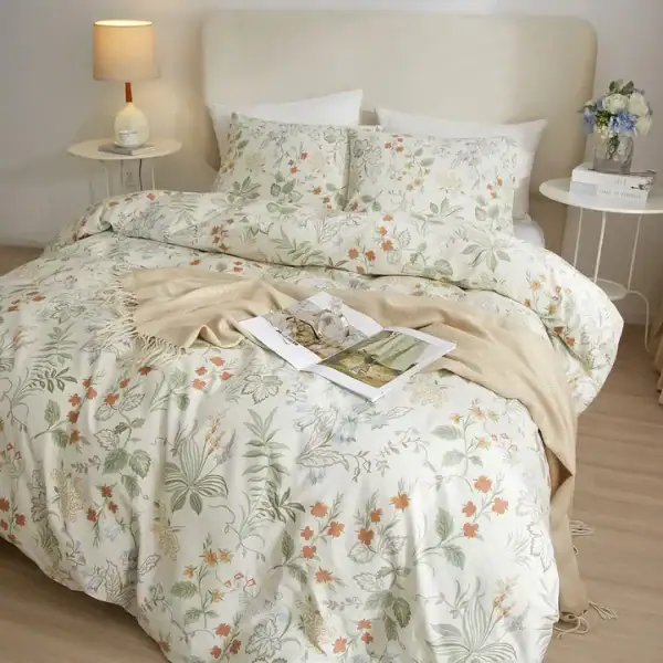 Floral Green Cotton Duvet Cover Set
