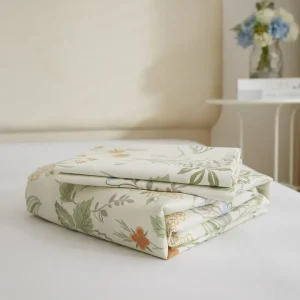 Green & White Floral Cotton Duvet Cover Set