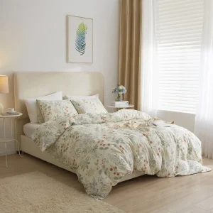 Premium Floral Green Cotton Duvet Cover Set