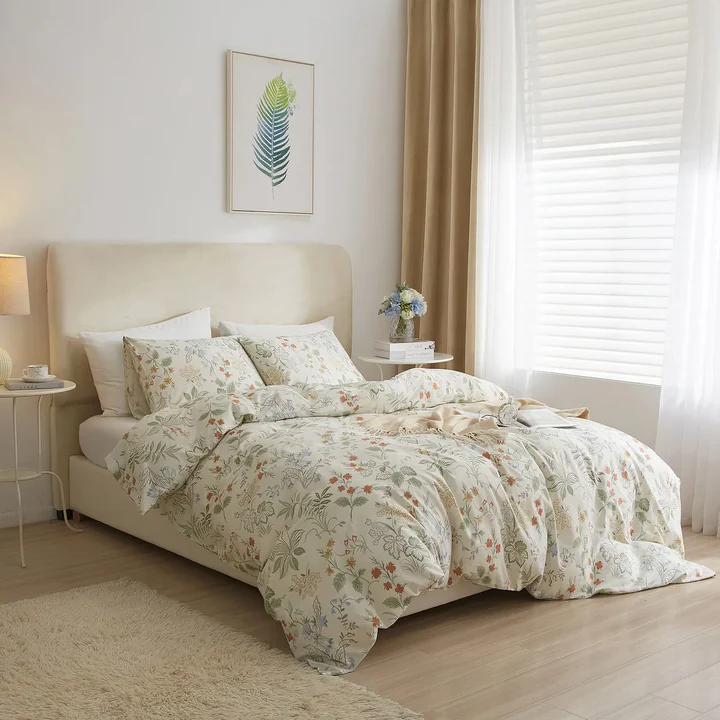 Premium Floral Green Cotton Duvet Cover Set