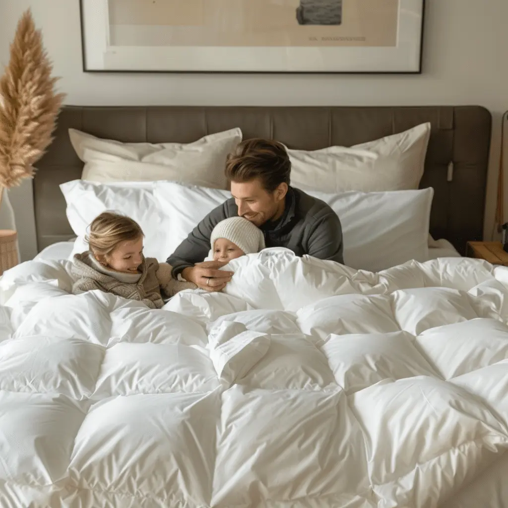 family-using-icelandic-eiderdown-duvets