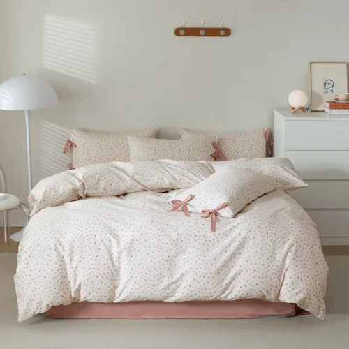 floral cotton duvet pink color set