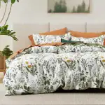 Premium White Floral Cotton Duvet Cover Set (King Size)