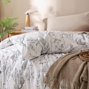 premium white & black Floral Duvet Cover