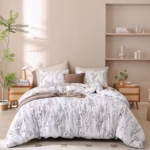 White Floral Eiderdown Duvet Cover Set with 2 Pillow Shams