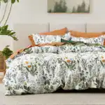 Premium White Floral Cotton Duvet Cover Set (King Size)